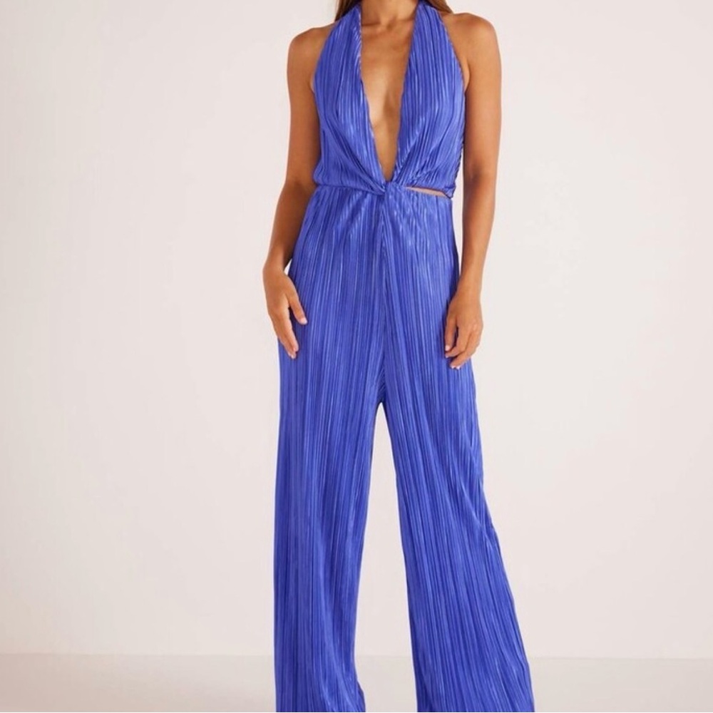 NWT MINKPINK Izzy Blue Halter Jumpsuit
